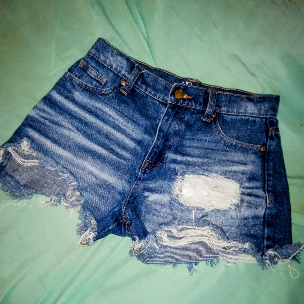 No Boundaries Blue Distressed Jean Shorts
